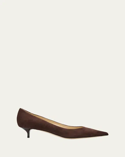 Jimmy Choo 35mm Amelia Suede Pointed-toe Pumps In Brown