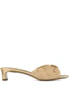 Jimmy Choo Annika 35 Metallic Raffia-jacquard Mules In Gold
