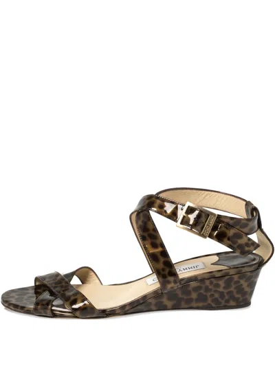Pre-owned Jimmy Choo 35mm Leopard-print Patent-leather Sandals
