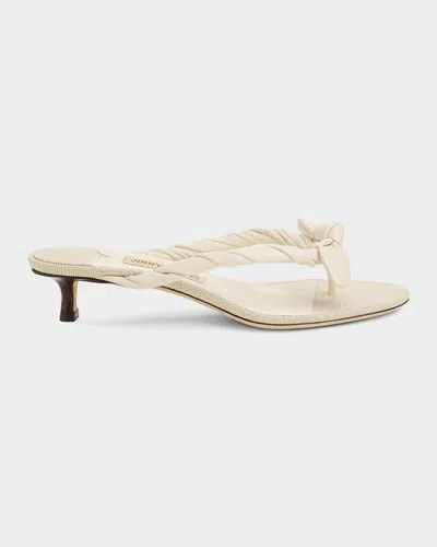 Jimmy Choo 35mm Liss Leather Bow Kitten-heel Sandals In White
