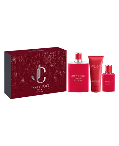Jimmy Choo 3-piece Man Extreme Eau De Parfum Gift Set In Red
