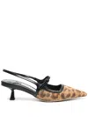Jimmy Choo Didi 45 Slingback In Leopard Print Pony Skin Women In Brown