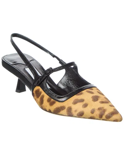 JIMMY CHOO 45 HAIRCALF & LEATHER SLINGBACK PUMP