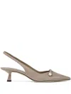 Jimmy Choo Amita 45 Snake-effect Leather Point-toe Slingback Pumps In 褐色