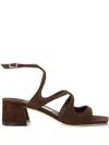 Jimmy Choo 45mm Azilia Mid-heel Cut-out Sandals In Brown