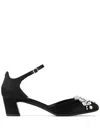 Jimmy Choo Verity 45 Crystal-embellished Satin Pumps In Schwarz
