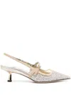 Jimmy Choo Pointed Toe Slingback Heels With Glitter Detailing In Gold