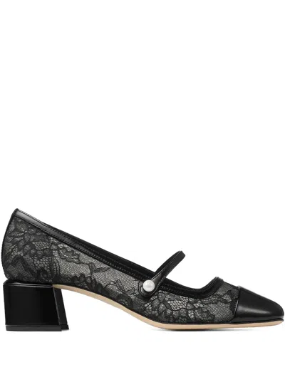 Jimmy Choo 45mm Elisa Lace-embellishment Pumps In Black