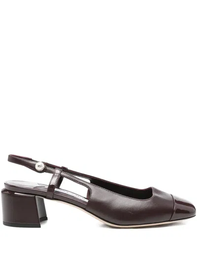 Jimmy Choo Elisa 45 Leather Slingback Pumps In Burgundy
