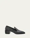Jimmy Choo 45mm Elliot Grommet Leather Loafers In Black