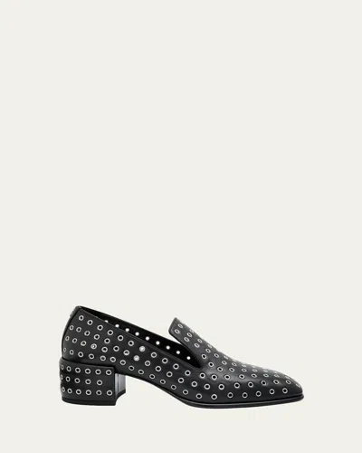 JIMMY CHOO 45MM ELLIOT GROMMET LEATHER LOAFERS