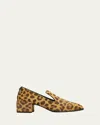 Jimmy Choo 45mm Elliot Leopard Calf Hair Loafers In Burgundy