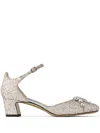Jimmy Choo Decollete In Glittered Fabric In Gold