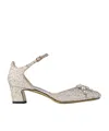 Jimmy Choo Decollete In Glittered Fabric In Nude