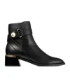 Jimmy Choo Noor Leather Pearly-button Ankle Booties In Black