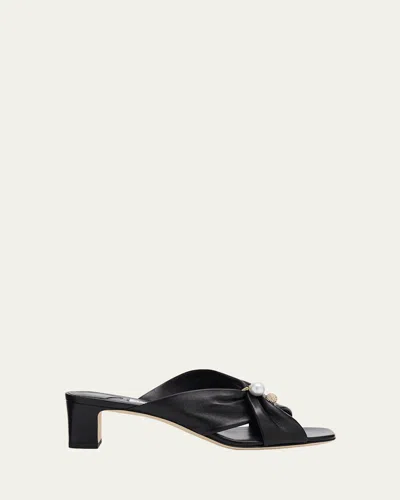 Jimmy Choo 45mm Rafi Leather Mules In Black