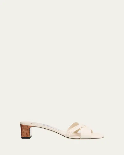 Jimmy Choo 45mm Rori Leather Mule Sandals In White