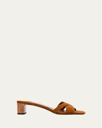 Jimmy Choo 45mm Rori Suede Mule Sandals In Brown