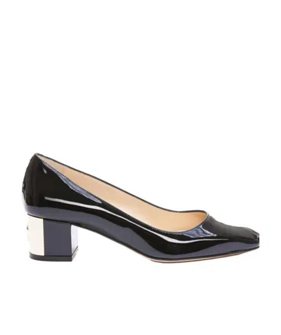 Jimmy Choo 45mm Square-toe Leather Pumps In Black