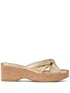 Jimmy Choo Avenue Metallic-leather Wedge Sandals In Gold