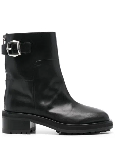 Jimmy Choo Brooklyn Ab 50 Leather Boots With Adjustable Strap In Black