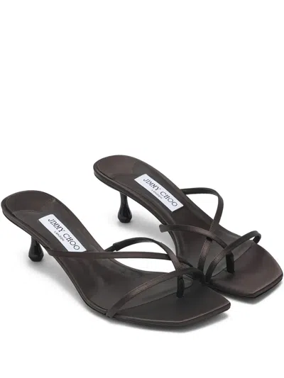 Jimmy Choo 50mm Leather Mules In Brown