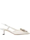 Jimmy Choo 50mm Mimmi Flower Sling Back Pumps In White