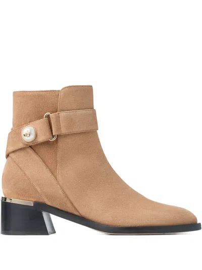 JIMMY CHOO 50MM NOOR EMBELLISHED BUCKLE BOOTS