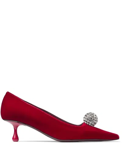 Jimmy Choo 50mm Orb Pumps In Ruby Red/crystal