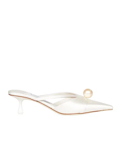Jimmy Choo 50mm Pearl-embellished Pointed-toe Mules In White
