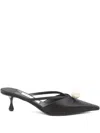 Jimmy Choo Pointed Toe Kitten Heel Sandals With Pearl Embellishment
