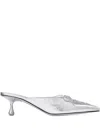 Jimmy Choo 50mm Scarlett Lace-up Pointed-toe Mules In Silver
