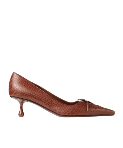 JIMMY CHOO 50MM SCARLETT LACE-UP SNAKESKIN-EFFECT PUMPS