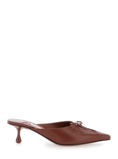 Jimmy Choo 50mm Scarlett Lace-up Pointed-toe Mules In Brown