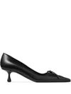 Jimmy Choo Scarlett Leather Lace-up Kitten Heel Pumps In Black