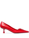 Jimmy Choo Scarlett 50 Leather Heel Pumps In Red