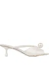 Jimmy Choo 50mm Siva Pearl-embellished Satin Mules In Neutral