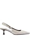 Jimmy Choo 50mm Snakeskin-texture Slingback Pumps In Silver