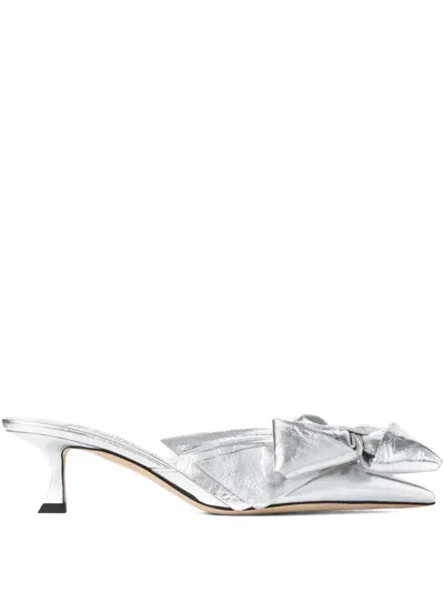 Jimmy Choo Women's Staz Silver Shoe Tac Bow Destal 5cm In Silverslvr