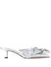 Jimmy Choo Staz Silver Shoe Tac Bow Destal 5cm In Silver