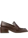 Jimmy Choo 50mm Tylor Crocodile-effect Leather Loafer Pumps In Brown