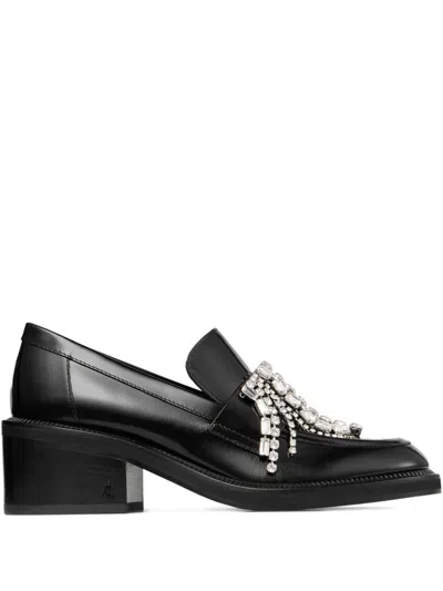 Jimmy Choo 50mm Tylor Crystal-embellished Loafer Pumps In Black