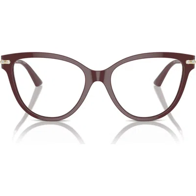 Jimmy Choo 52mm Cat Eye Optical Glasses In Burgundy