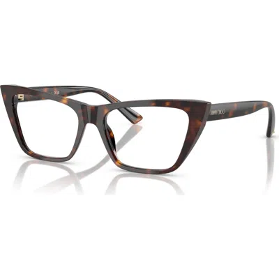 Jimmy Choo 52mm Cat Eye Optical Glasses In Brown