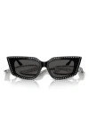 Jimmy Choo 52mm Cat Eye Sunglasses With Embellished Chain In Black