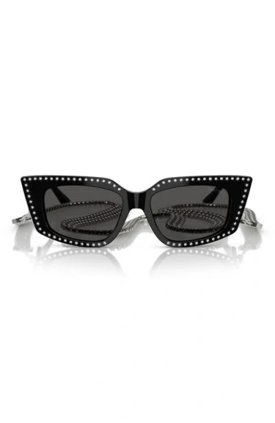 Jimmy Choo 52mm Cat Eye Sunglasses With Embellished Chain In Black