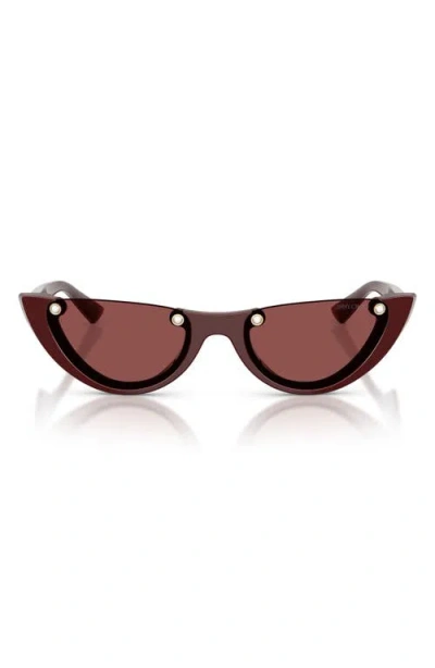Jimmy Choo 53mm Semi Rimless Oval Sunglasses In Burgundy