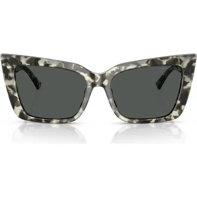 Jimmy Choo 54mm Butterfly Sunglasses In Opal Milky Havana/dark Grey