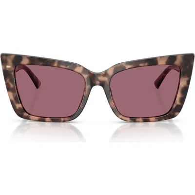 Jimmy Choo 54mm Butterfly Sunglasses In Opal Pink Havana/violet