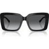 Jimmy Choo 54mm Gradient Polarized Square Sunglasses In Black/polar Gradient Gray
